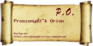 Proszonyák Orion névjegykártya